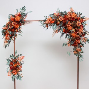  Flower arch arrangement in rust terracotta burnt orange colors.  Arbor flowers. Floral archway. Faux flowers for wedding arch. 0505