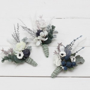  Wedding boutonnieres   in white and blue color scheme. Flower accessories. 5013-b-1