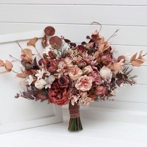 Wedding bouquets in beige, terracotta, blush pink and dusty rose colors. Bridal faux bouquet. Bridesmaid bouquet. 5255 Wedding bouquets in beige, terracotta, blush pink and dusty rose colors. Bridal faux bouquet. Bridesmaid bouquet. 5255
