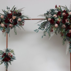  Flower arch arrangement in burgundy beige colors.  Arbor flowers. Floral archway. Faux flowers for wedding arch. 5018