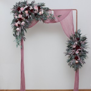  Flower arch arrangement in burgundy dusty pink colors.  Arbor flowers. Floral archway. Faux flowers for wedding arch. 5019