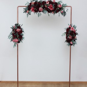  Flower arch arrangement in  burgundy black pink  colors.  Arbor flowers. Floral archway. Faux flowers for wedding arch. 5020