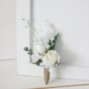  Wedding boutonnieres and wrist corsage  in white color scheme. Flower accessories. 5021