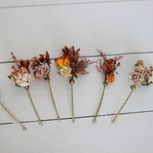  Set of 6 hair pins in rust orange beige color scheme. Hair accessories. Flower accessories for wedding.  5023 Autumn