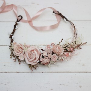 Blush pink  flower crown. Hair wreath. Flower girl crown. Wedding flowers. 5027-sara