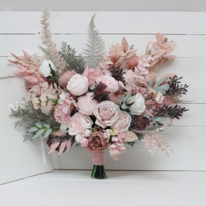 Wedding bouquets in beige blush pink colors. Bridal bouquet. Faux bouquet. Bridesmaid bouquet. 5034