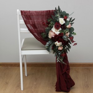 Aisle flowers in burgundy and blush pink color scheme. Chair flowers. Sign flowers. Marker flowers.  Flowers for wedding decor. 5036-1
