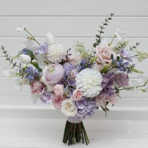Lilac white blush pink bridal bouquet . Wedding faux flowers. Pastel wildflower wedding bouquet .5398