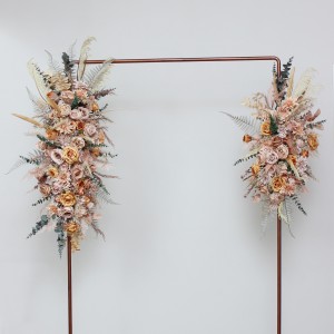  Flower arch arrangement in beige pale orange colors.  Arbor flowers. Floral archway. Faux flowers for wedding arch. 5045