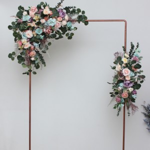  Flower arch arrangement in pink turquoise yellow colors.  Arbor flowers. Floral archway. Faux flowers for wedding arch. 5048