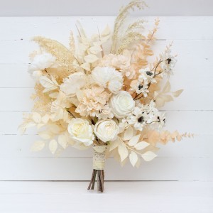 Wedding bouquets in champagne ivory cream colors. Bridal bouquet. Faux bouquet. Bridesmaid bouquet. 5206