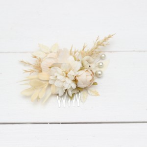 Flower comb in champagne ivory cream color scheme. Wedding accessories for hair. Bridal flower comb. Bridesmaid floral comb. 5206