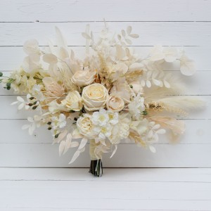 Wedding bouquets in champagne ivory cream colors. Bridal bouquet. Faux bouquet. Bridesmaid bouquet. 5049-2