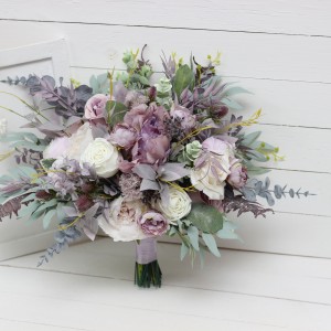 Wedding bouquets in lilac mauve colors. Bridal bouquet. Faux bouquet. Bridesmaid bouquet. 5059