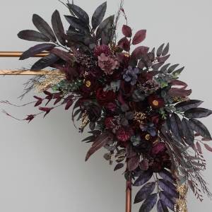 Flower arch arrangement in deep purple burgundy gold colors. Arbor flowers. Floral archway. Faux flowers for wedding arch. 5223  Flower arch arrangement in deep purple burgundy gold colors. Arbor flowers. Floral archway. Faux flowers for wedding arch. 5223