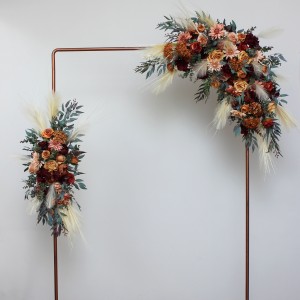 Pampas grass. Rust burgundy floral arch arrangement . Arbor flowers. Floral archway. Faux flowers for wedding arch. 5060-8