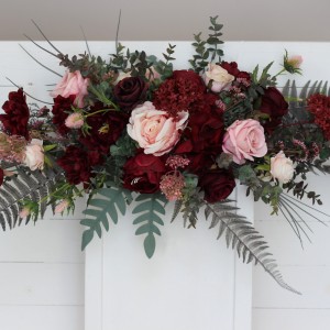  Flower arch arrangement in burgundy blush pink colors.  Arbor flowers. Floral archway. Faux flowers for wedding arch. 5060-9