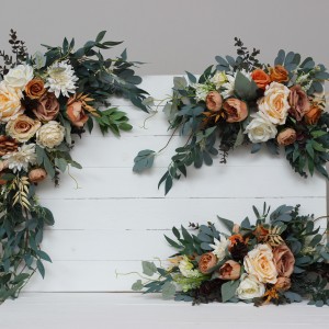  Flower arch arrangement in rust orange ivory colors.  Arbor flowers. Floral archway. Faux flowers for wedding arch. 5060-11