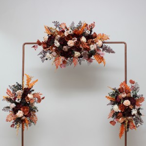 Set of 3. Rust burgundy burnt orange  ivory flower arch arrangement   Arbor flowers. Floral archway. Faux flowers for wedding arch. 5060-11