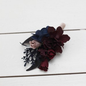  Wedding boutonnieres and wrist corsage  in purple burgundy beige navy blue color scheme. Flower accessories. 5064