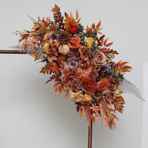  Flower arch arrangement in rust purple orange colors.  Arbor flowers. Floral archway. Faux flowers for wedding arch. 5073