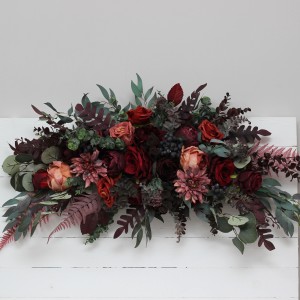 Flower arch arrangement in deep burgundy red blue colors. Arbor flowers. Floral archway. Faux flowers for wedding arch. 5077 Flower arch arrangement in deep burgundy red blue colors. Arbor flowers. Floral archway. Faux flowers for wedding arch. 5077