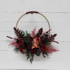 Flower hoop burgundy red blue colors. Alternative bridesmaid bouquet. 5077 Flower hoop burgundy red blue colors. Alternative bridesmaid bouquet. 5077