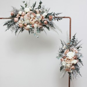  Flower arch arrangement in beige white gray colors.  Arbor flowers. Floral archway. Faux flowers for wedding arch. 5078