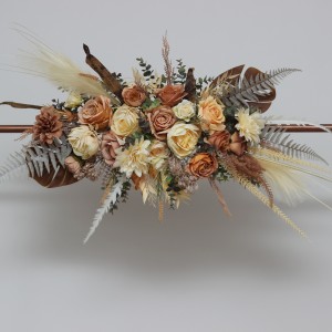  Flower arch arrangement in orange yellow terracotta  colors.  Arbor flowers. Floral archway. Faux flowers for wedding arch. 5083