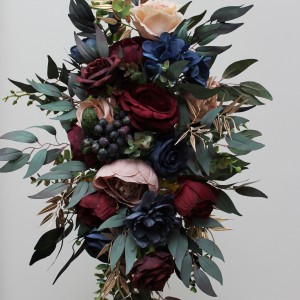  Flower arch arrangement in burgundy navy blue dusty rose gold colors.  Arbor flowers. Floral archway. Faux flowers for wedding arch. 5090