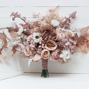 Wedding bouquets in blush pink beige white colors. Bridal bouquet. Faux bouquet. Bridesmaid bouquet. 5094
