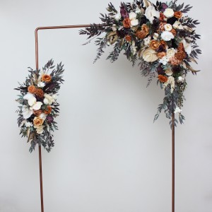  Flower arch arrangement in deep purple terracotta beige colors.  Arbor flowers. Floral archway. Faux flowers for wedding arch. 5095