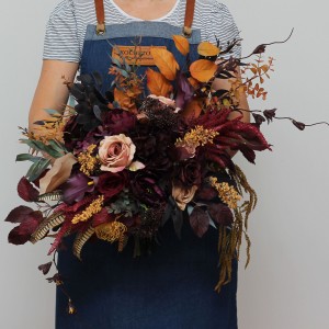 Wedding bouquets in Deep purple burgundy beige cinnamon  colors. Bridal bouquet. Faux bouquet. Bridesmaid bouquet. 5096
