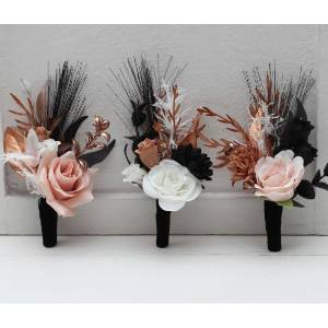  Wedding boutonnieres and wrist corsage  in dusty rose color scheme. Flower accessories. 5203