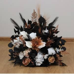 Standing flowers dusty rose black cinnamon white color scheme. Aisle flowers. Wedding decorations. Floor flowers. 5203