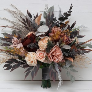 Wedding bouquets in gray peach brown colors. Bridal bouquet. Faux bouquet. Bridesmaid bouquet. 5106