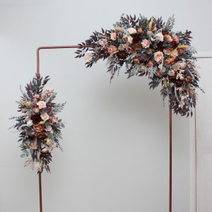  Flower arch arrangement in gray peach brown colors.  Arbor flowers. Floral archway. Faux flowers for wedding arch. 5106