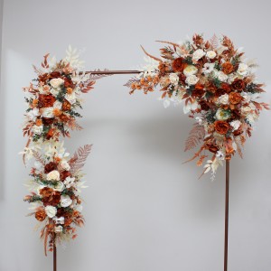  Flower arch arrangement in burnt orange ivory colors.  Arbor flowers. Floral archway. Faux flowers for wedding arch. 5107