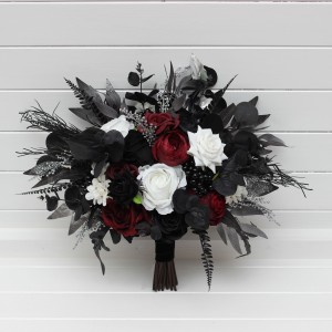 Wedding bouquets in  burgundy black silver colors. Bridal bouquet.  Faux bouquet. Bridesmaid bouquet.Gothic black wedding bouquet. 5108 Wedding bouquets in  burgundy black silver colors. Bridal bouquet.  Faux bouquet. Bridesmaid bouquet.Gothic black wedding bouquet. 5108