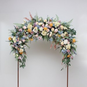  Wildflowers. Flower arch arrangement in pink yellow dusty blue colors.  Arbor flowers. Floral archway. Faux flowers for wedding arch. 5110