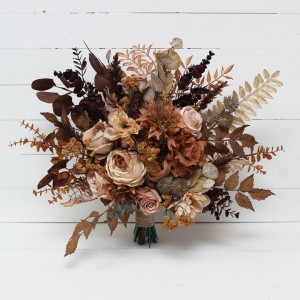 Wedding bouquets in cinnamon terracotta beige colors. Bridal bouquet. Faux bouquet. Bridesmaid bouquet. 5118