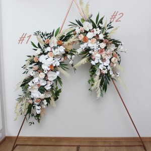 Pampas grass boho arch flowers. Beige white orchid flowers. Floral arch arrangement. Boho wedding. Beach wedding. Archway. 5120