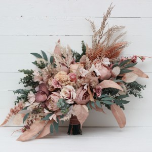 Wedding bouquets in dusty rose blush pink colors. Bridal bouquet. Faux bouquet. Bridesmaid bouquet. 5123