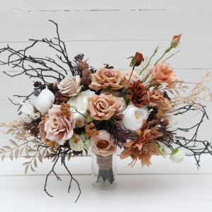 Wedding bouquets in white terracotta colors. Bridal bouquet.Bridesmaid bouquet. 5141