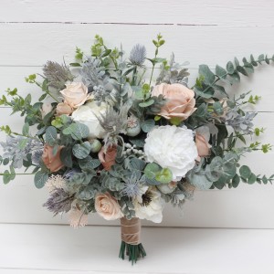 Wedding bouquets in white blush pink colors. Greenery bridal bouquet. Faux bouquet. Bridesmaid bouquet. 5157