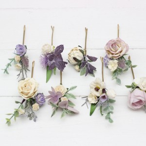 Set of 8 bobby pins. Lavender ivory hair accessories. Bridal flower.s Floral hair pins. Hairpiece. Bridesmaid bobby pins. 5175