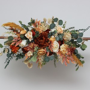  Flower arch arrangement in rust cream colors.  Arbor flowers. Floral archway. Faux flowers for wedding arch. 5178