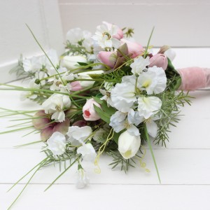 Tulips bouquet. White pink bouquet. Bridal bouquet. Faux bouquet. Wedding silk flowers. Boho wedding. 5185