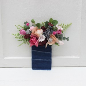 Pocket boutonniere in burgundy dusty rose blue  color scheme. Flower accessories. 5188