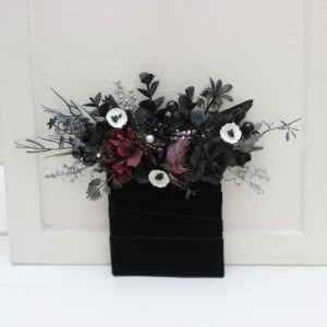 Pocket boutonniere in black purple silver color scheme. Flower accessories. 5125